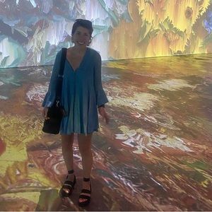 Long sleeved blue dress